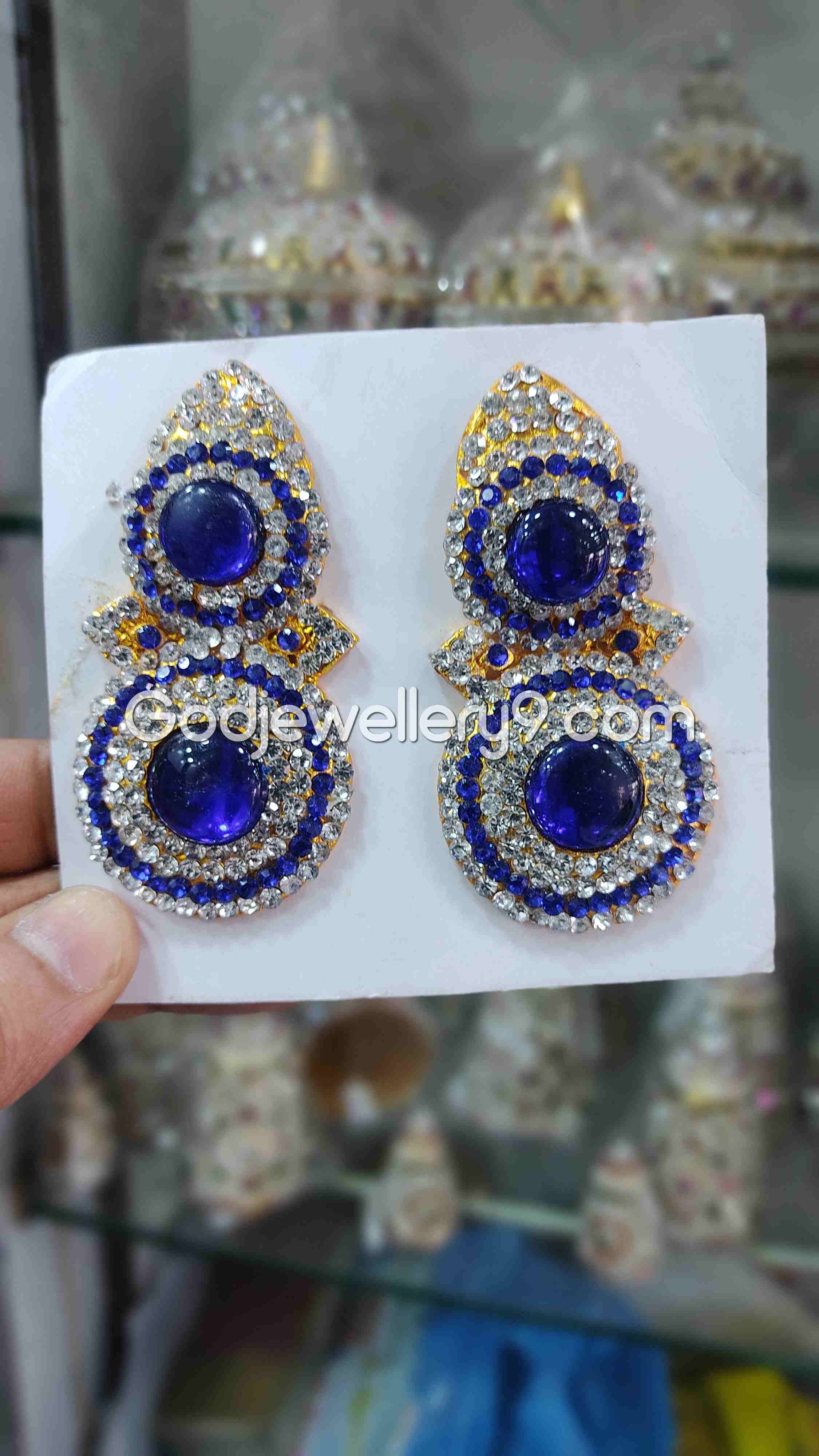 Deity Blue Earrings For God Amman karna Pathakam G2