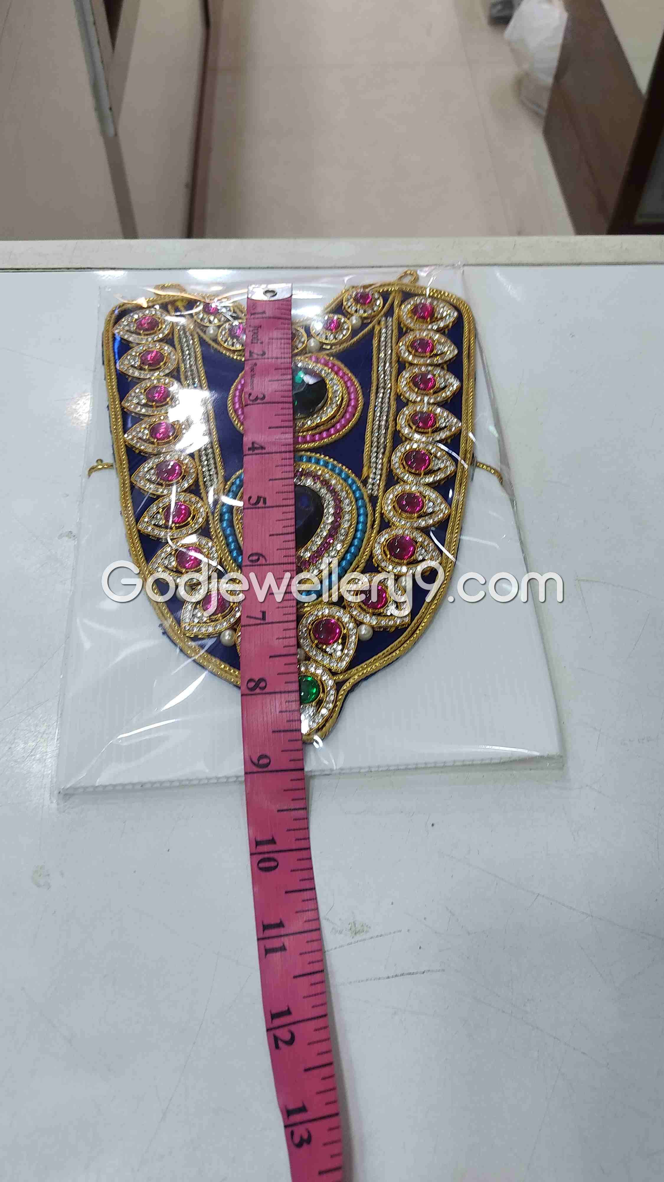 Deity Blue Long Kavasam Necklace MultiColor God Haram Jewellery