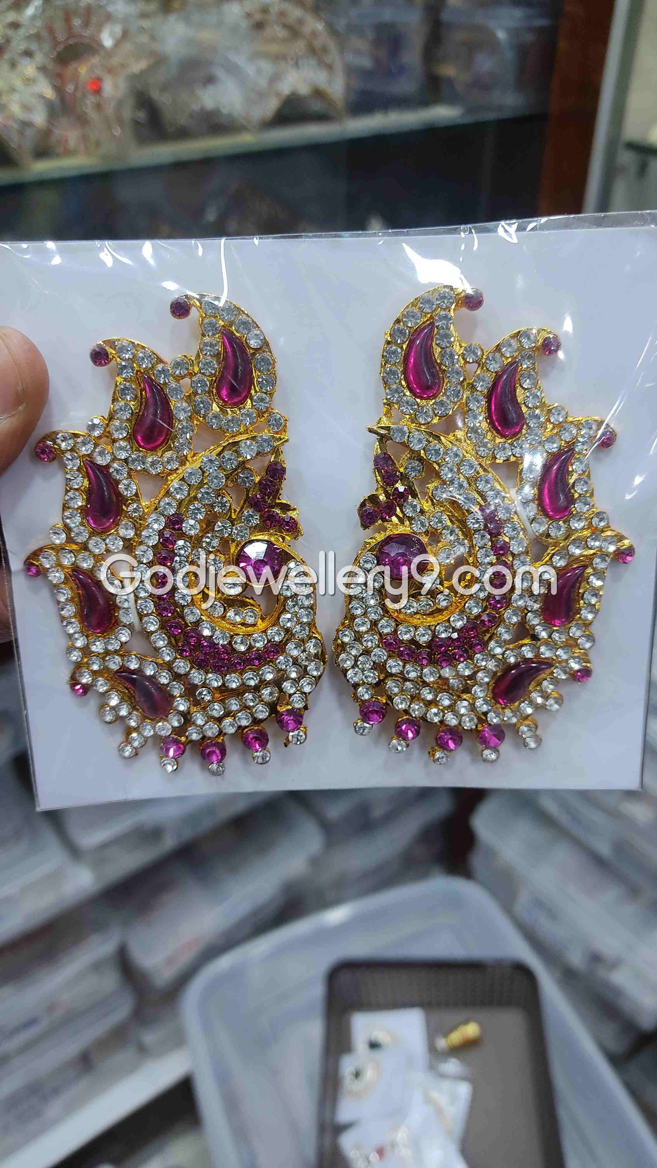 Deity Earrings Stone karna Pathakam God Jewellery G49