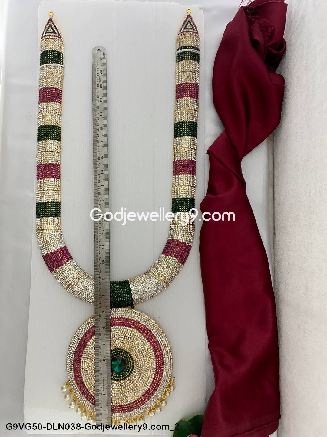 Deity God 1 Step Long Jewellery Haram for Temple Murti