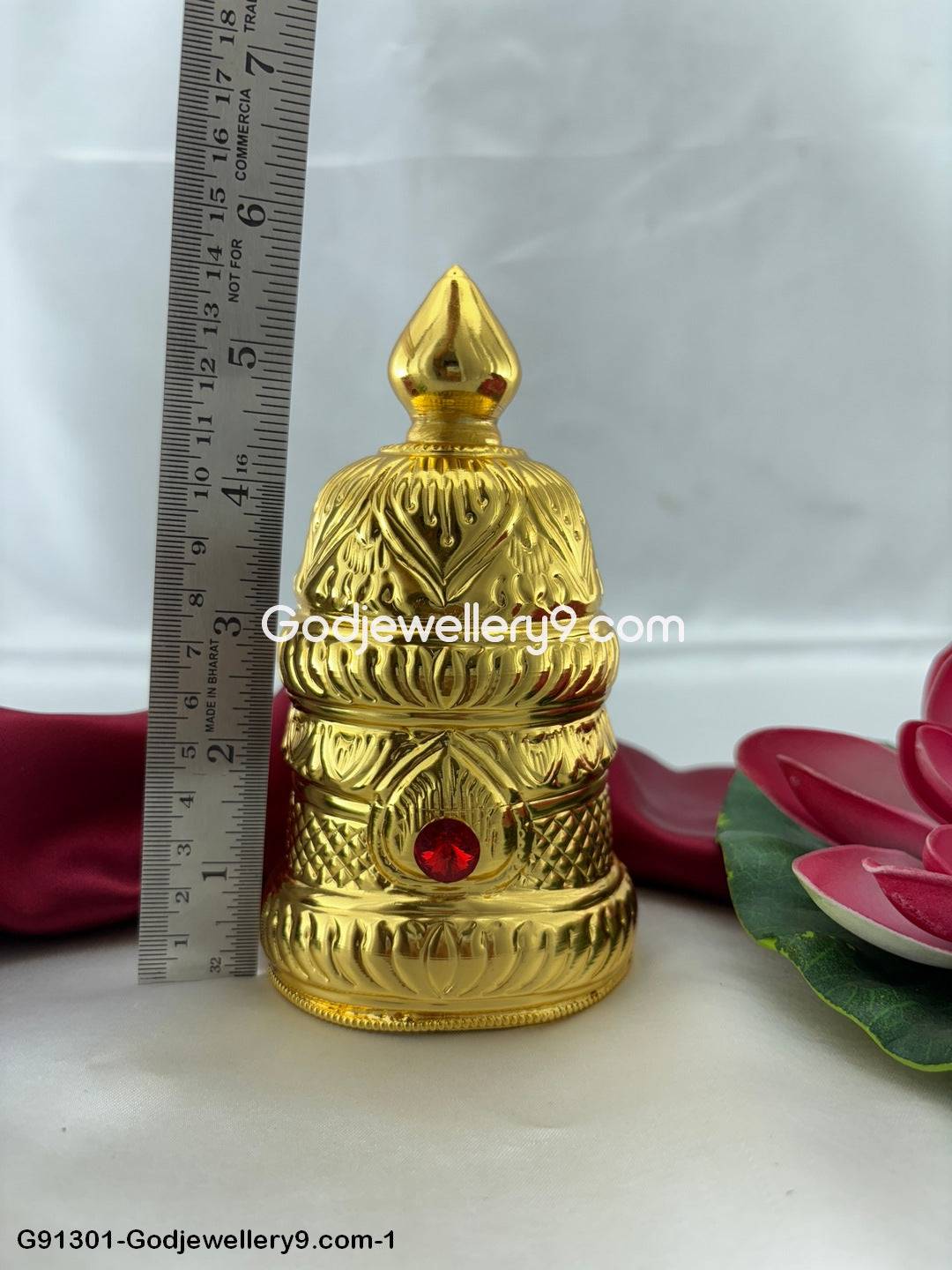 Deity Gold Plated Round Mukut Crown Kireedam For God G4