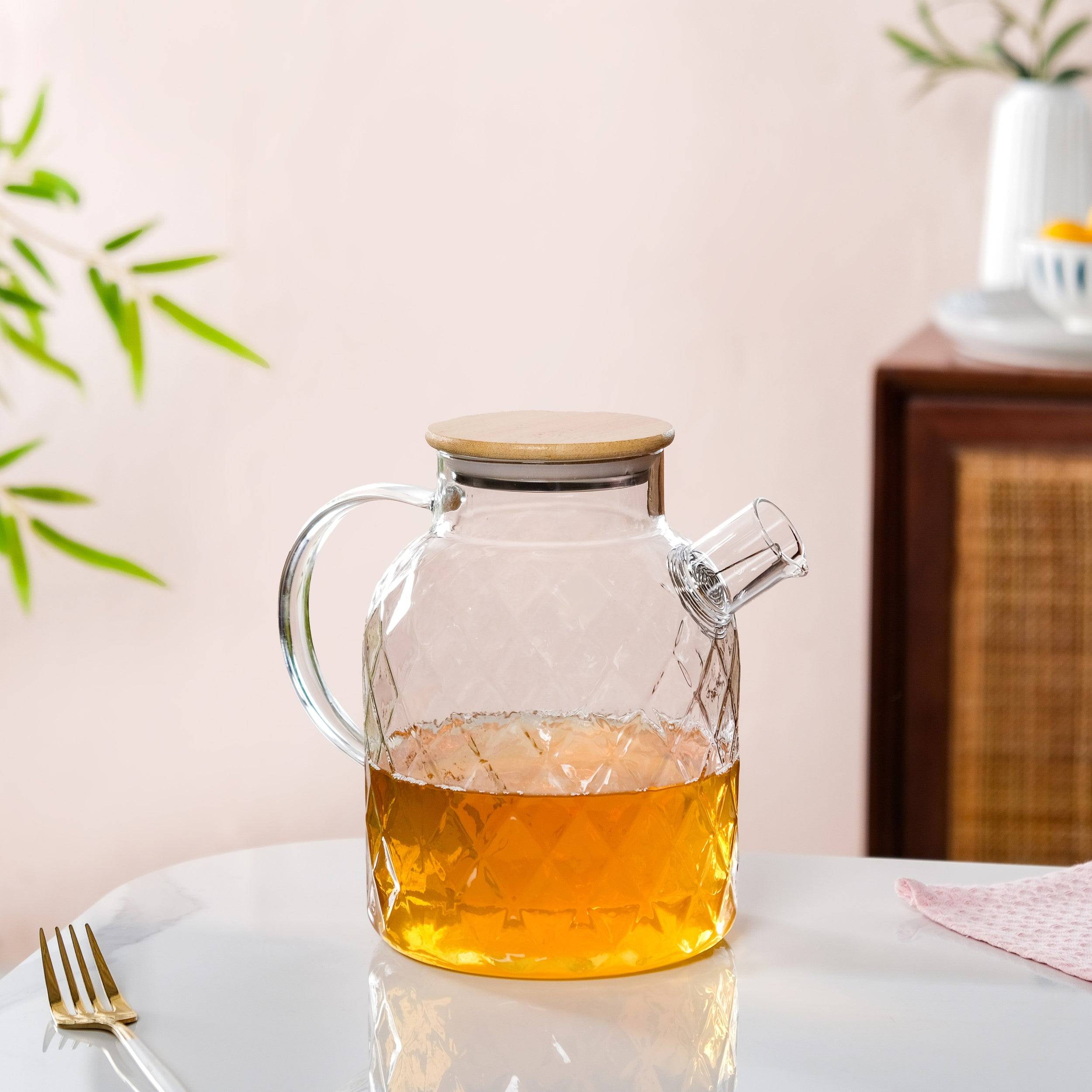 Diamond Glass Jug With Metal Spout Strainer 1700ml buy only at ₹695