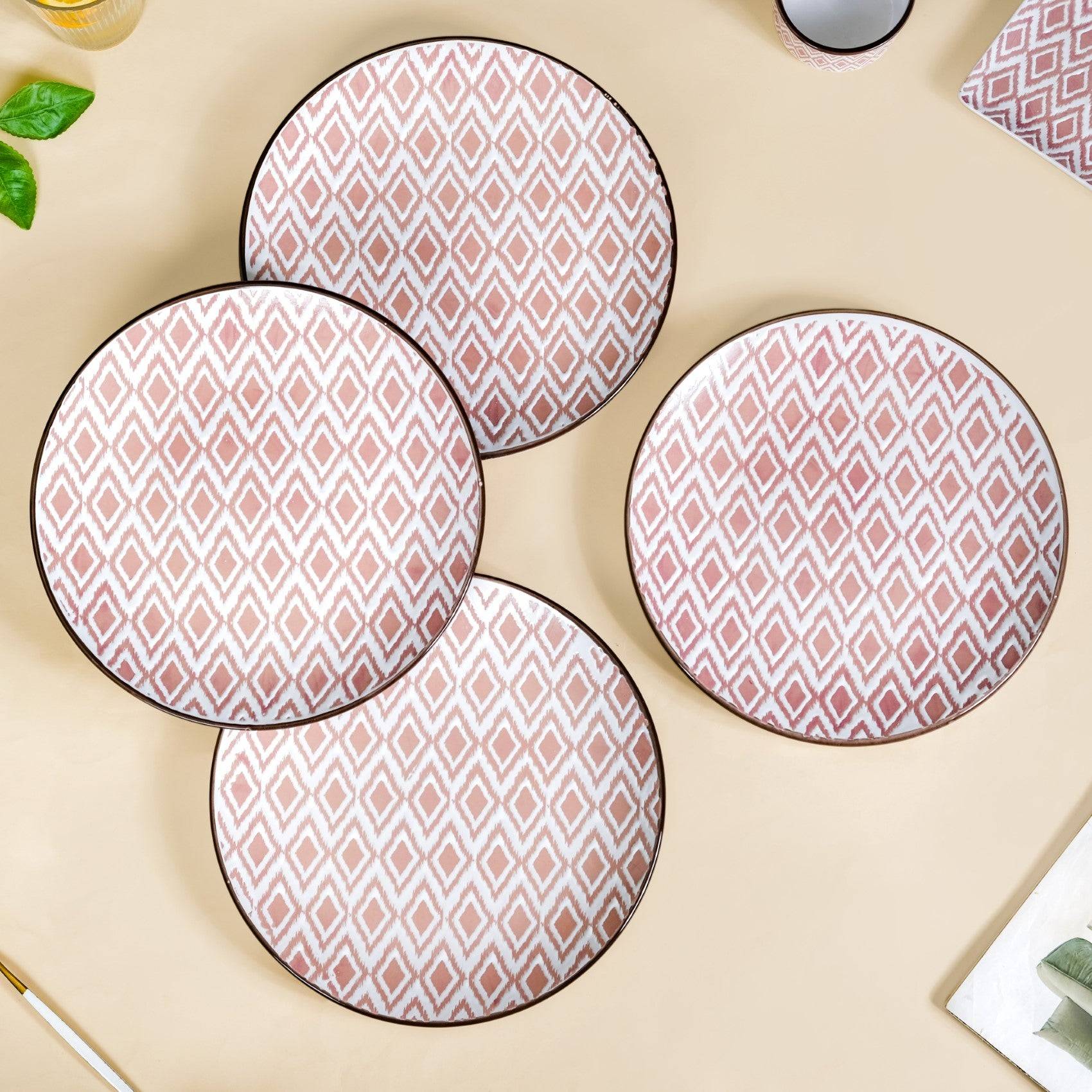 Ceramic Kaleido Dinner Plate Set Of 4 Pink 11 Inch buy only at ₹2390