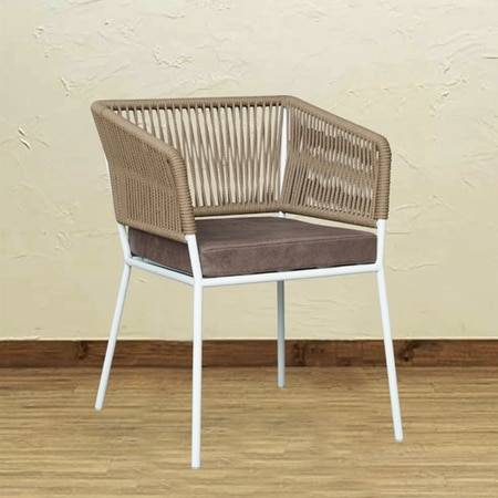 Bostan Outdoor Accent Patio Weaving Chair in Ivory White