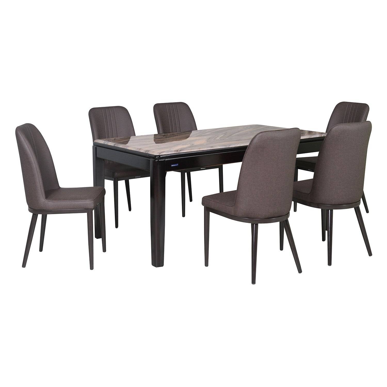 Enoc + Elena 6 Seater Dining Set (Walnut)