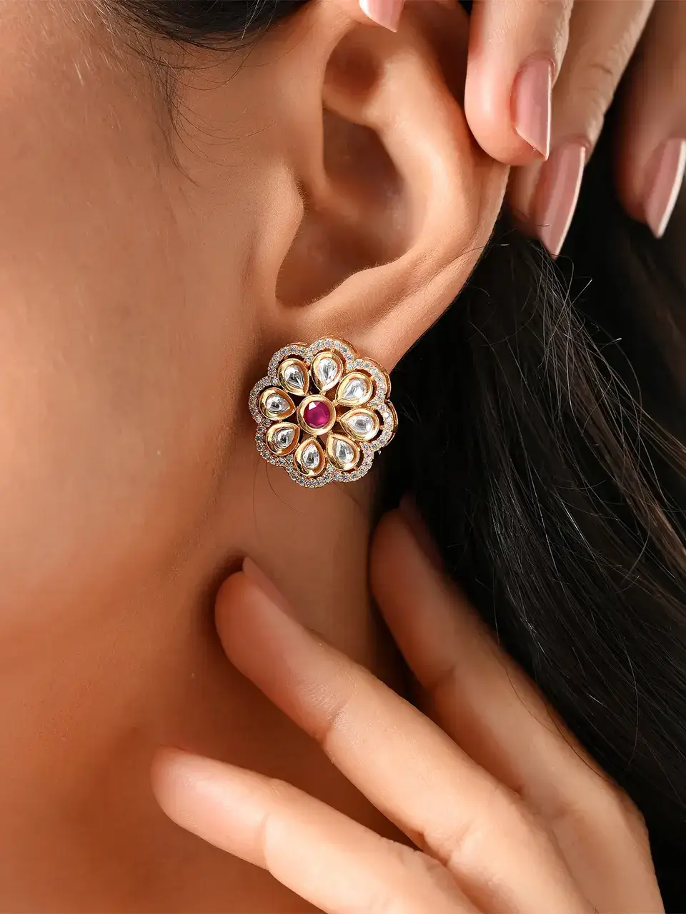 Sayda Jewels Golden Blossom with Pink Halo Buy @ ₹1488
