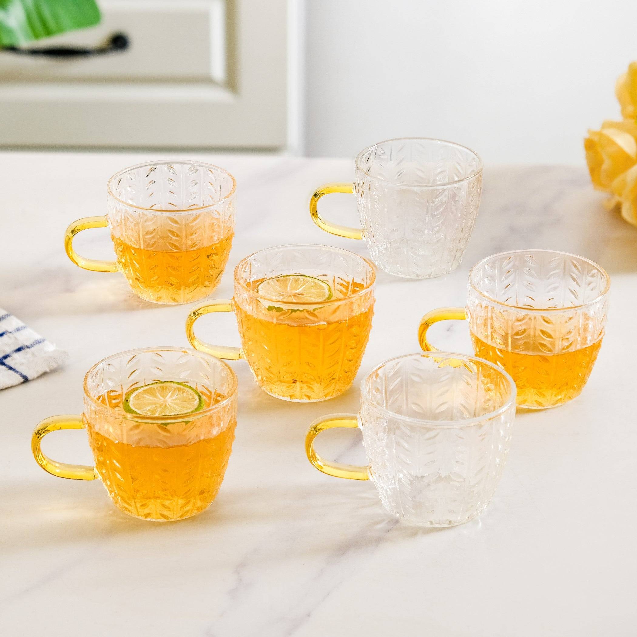 Embossed Leaf Tea Cup Set Of 6 110ml buy only at ₹895