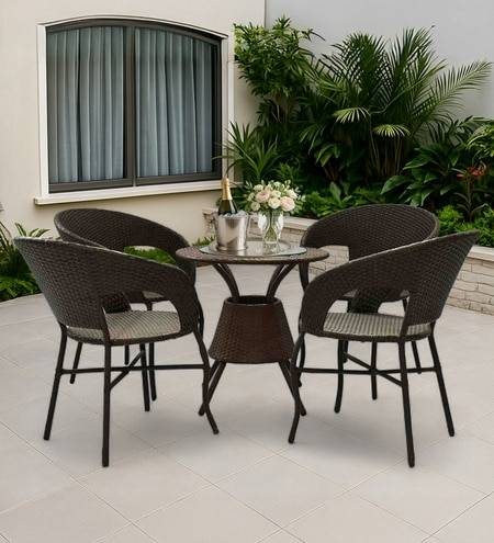 Ballarat  Wicker Table And Chair Set In  Bombay Brown Dual Tone Finish
