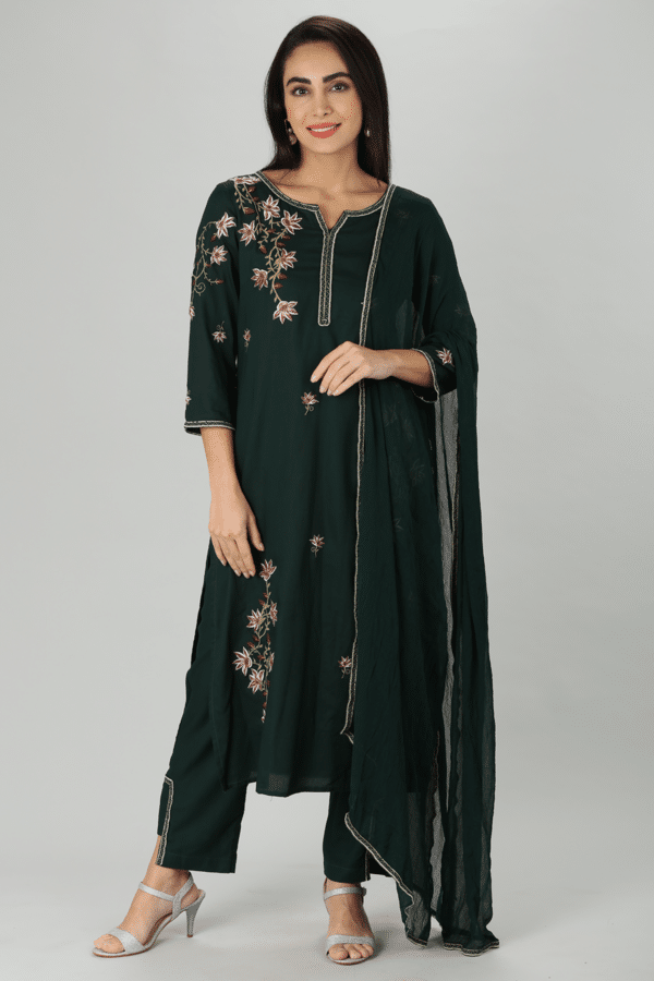 Green Solid Rayon Palazzo