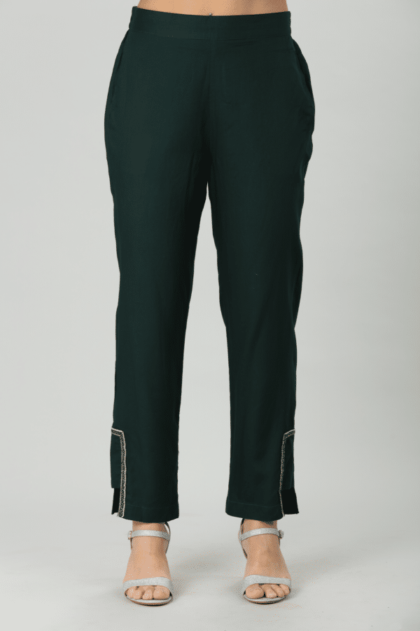 Green Solid Rayon Palazzo