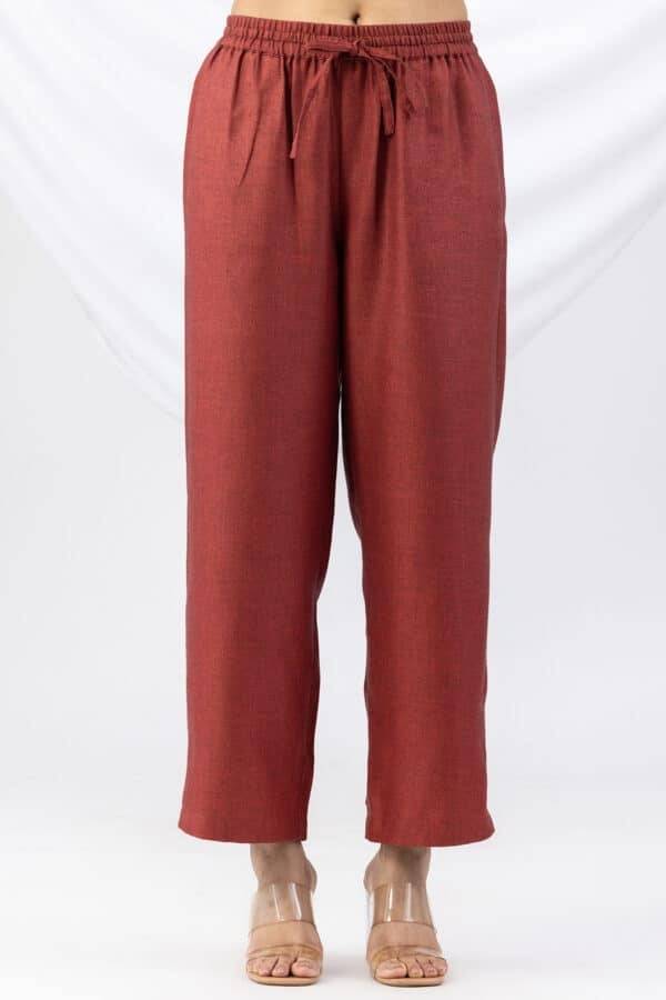 Solid Red Pashmina Winter Palazzo