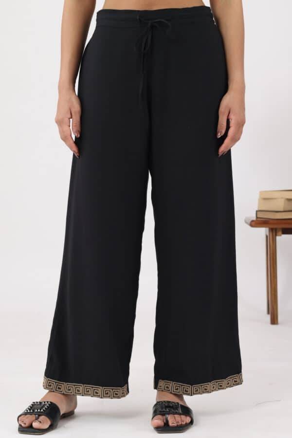 Black Rayon Slub Co-ord Pant