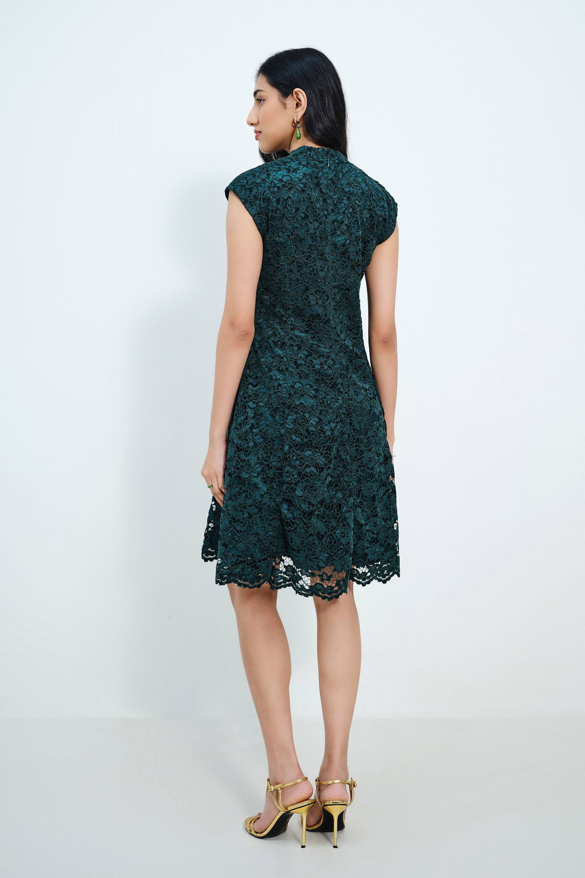 Green Garden Lace Dress Buy at ₹5490