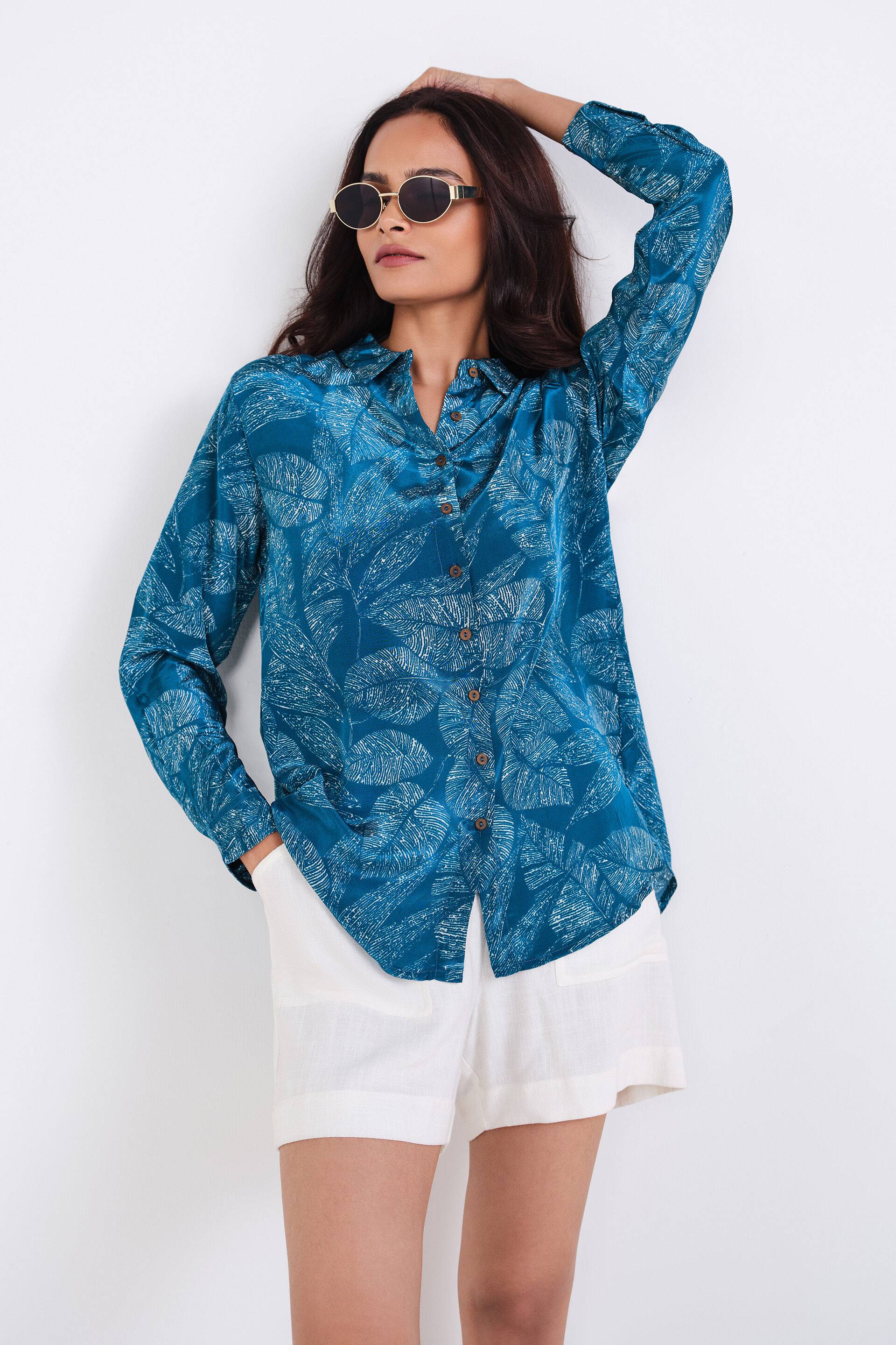 Blue Blooms Shirt Buy at ₹3490