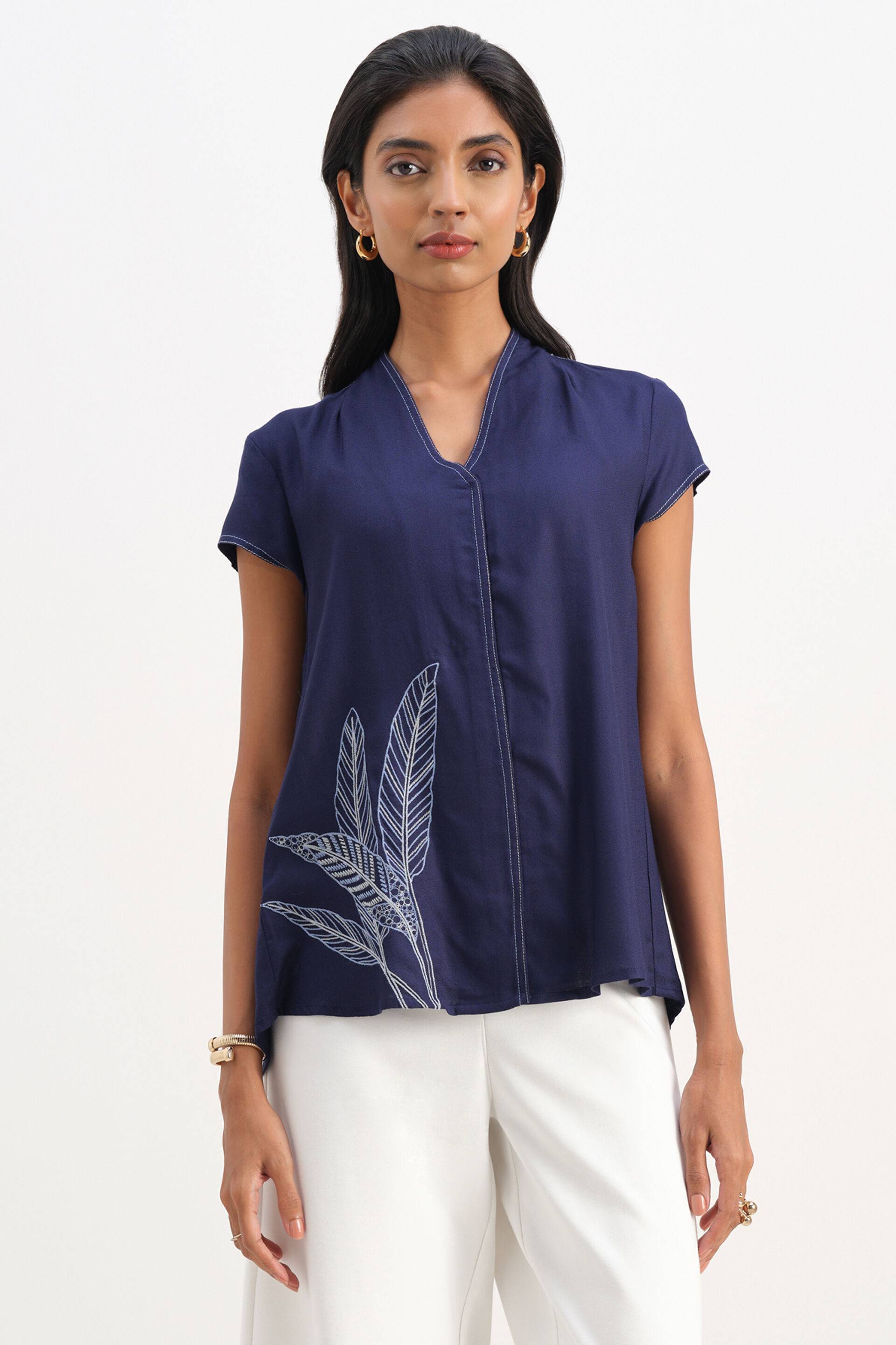 Echoes of Emerald Navy Top Buy at ₹2146