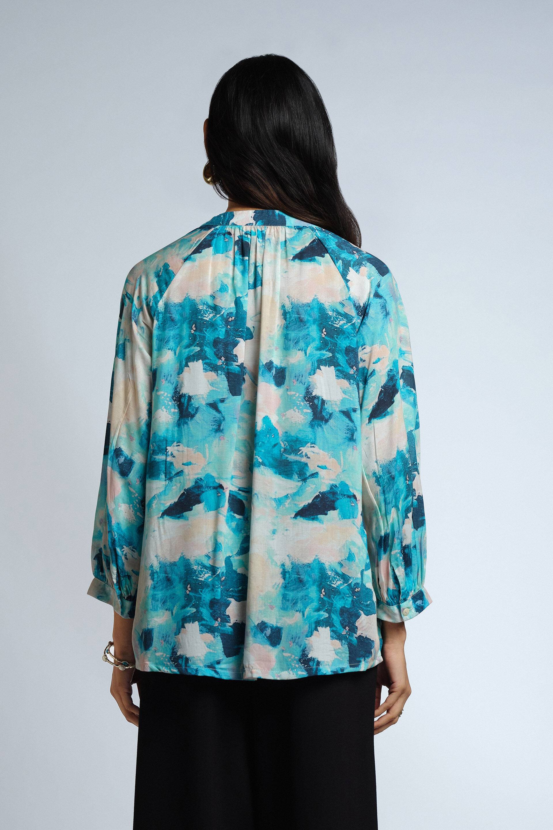 Painterly Blues LENZING™ Modal Top Buy at ₹1865