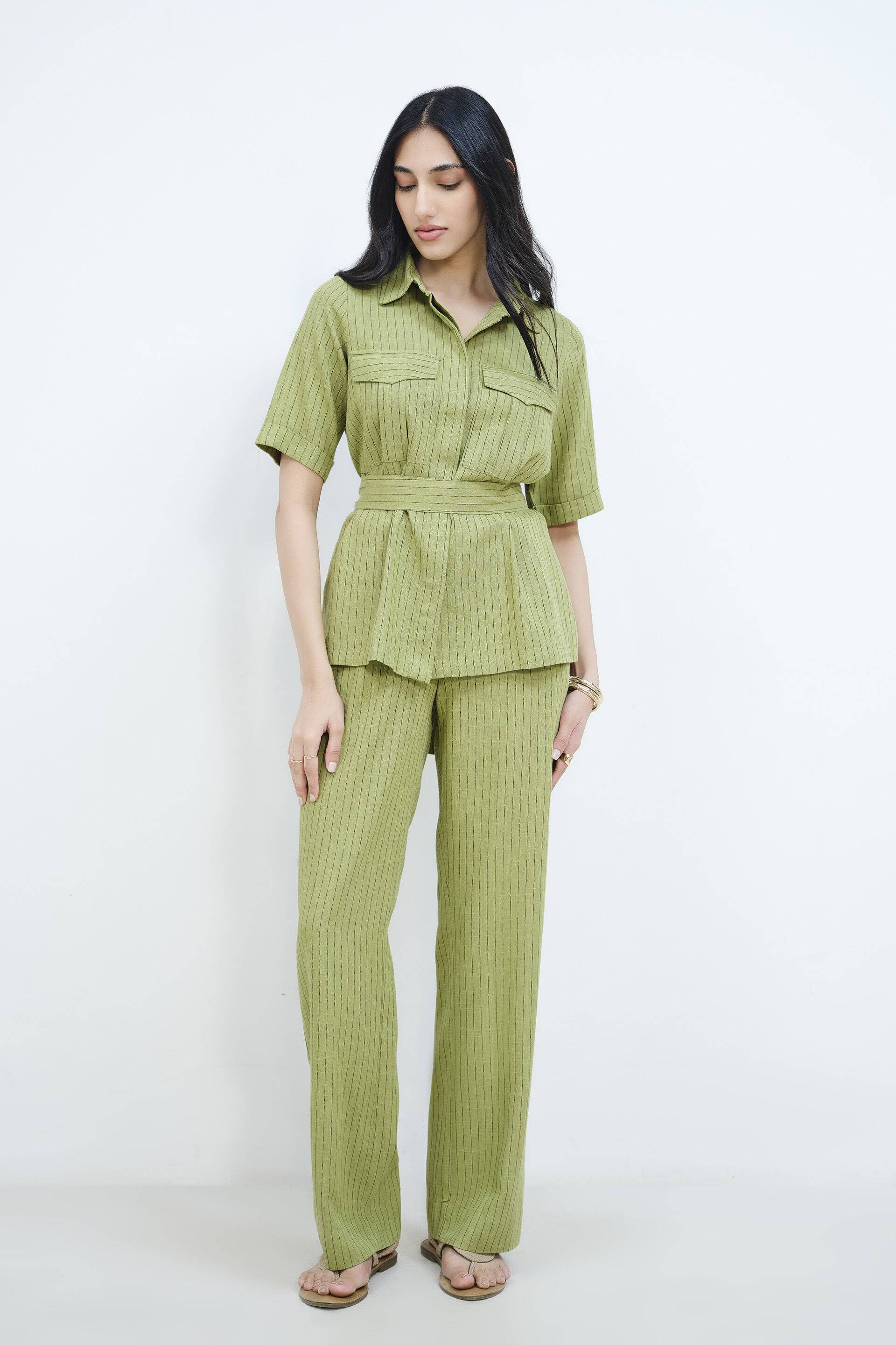 Maple Green Pinstripe Set Buy at ₹5990