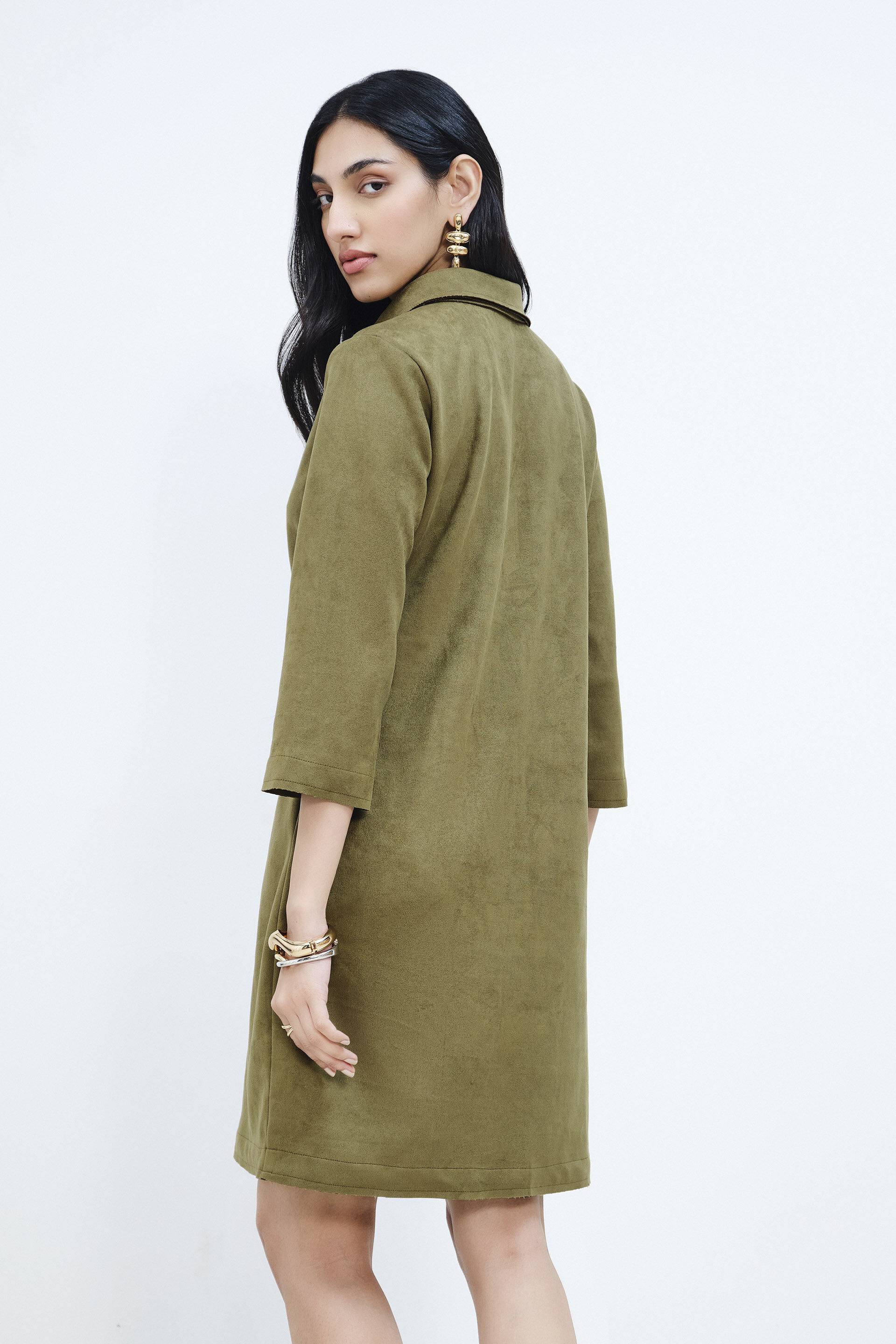 Safari Olive Suede Dress Buy at ₹3990