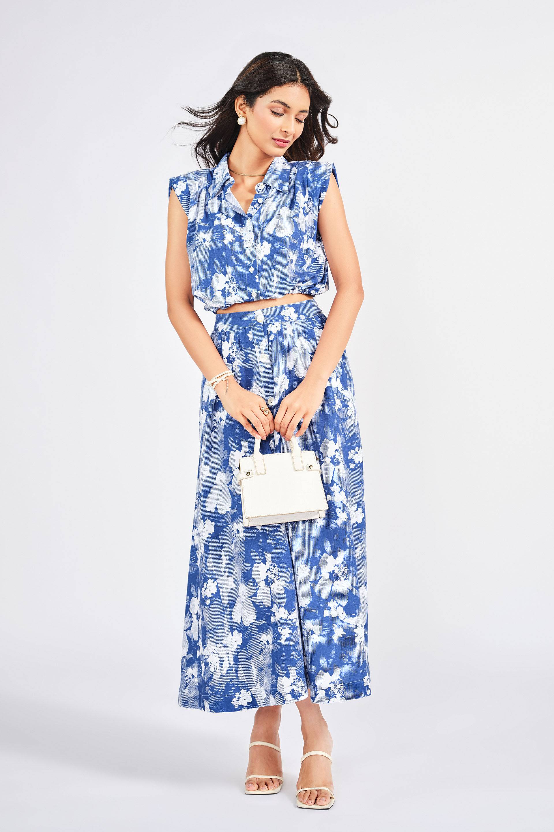 Blooms In Blues Skirt Set Buy at ₹6990
