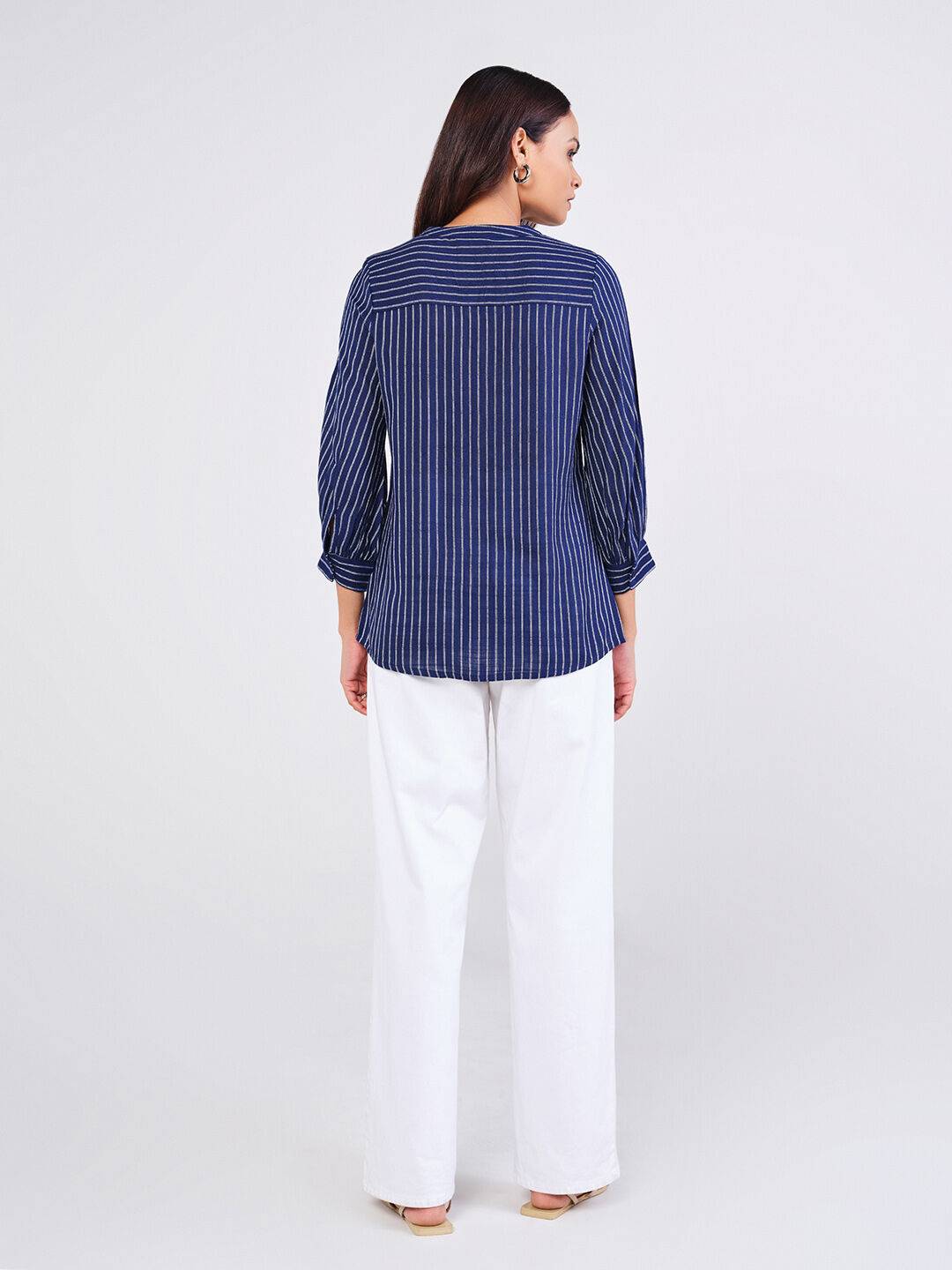 Navy Classic Stripes Shirt Buy at ₹1865