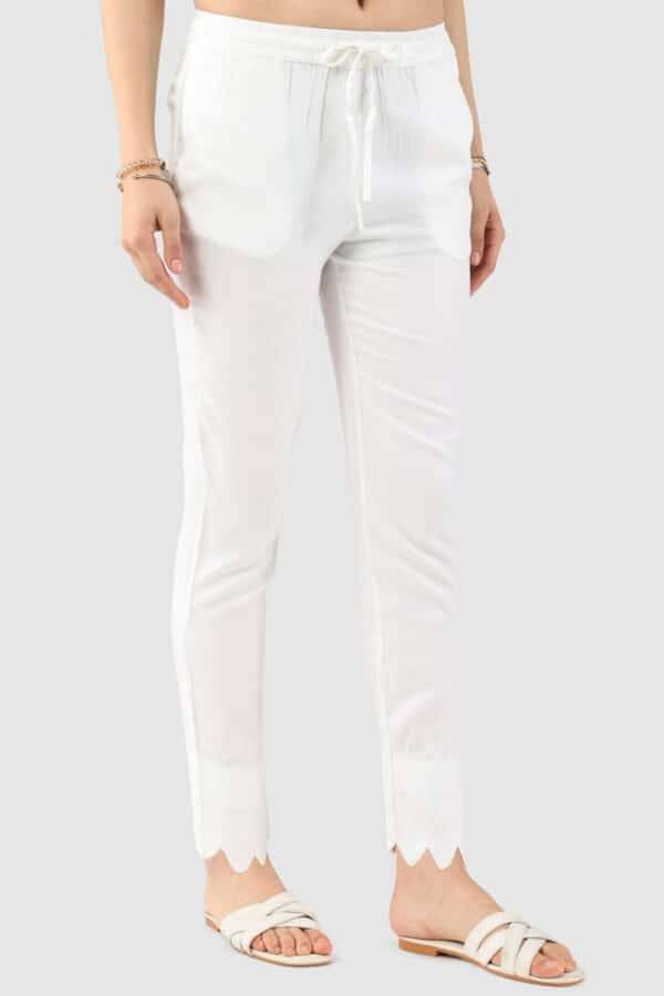 White Solid Twill Palazzo