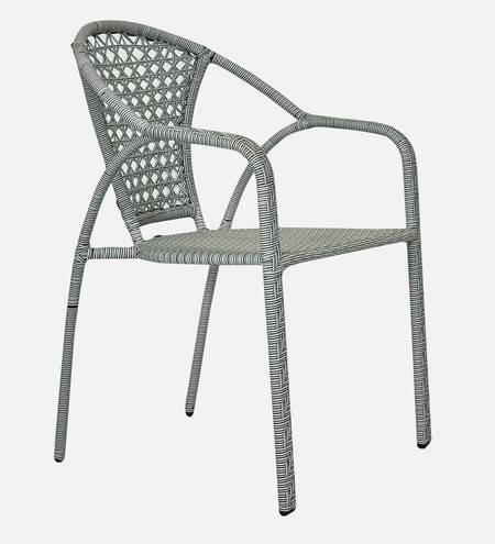 Esperance  Wicker Chair In  White And Black Finish