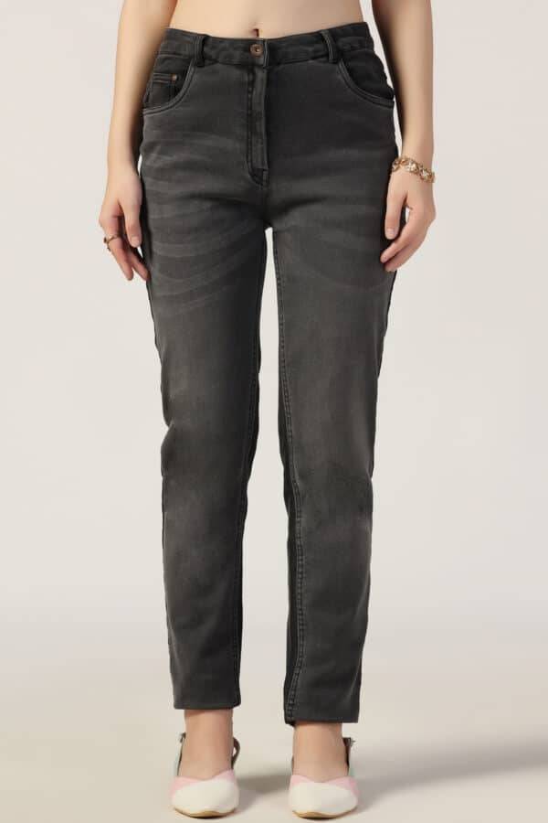 Black Solid Slim-Fit Denim