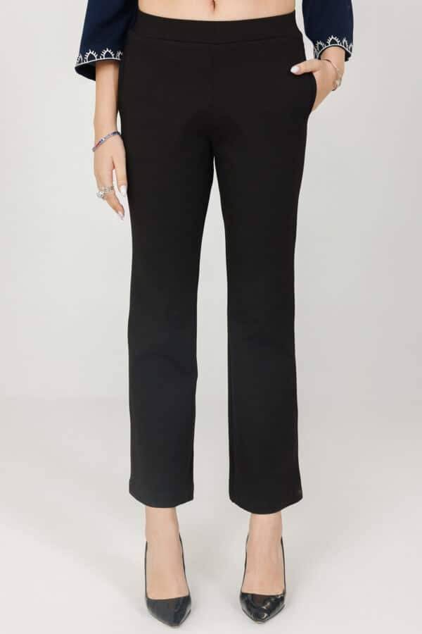 Black Solid Regular Fit Pants