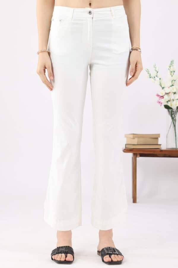 White Solid Regular Denim