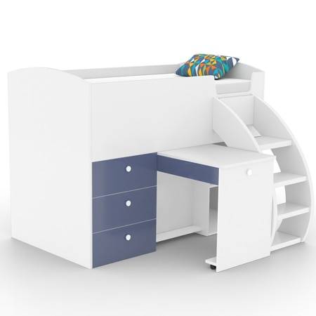 Fun House Loft Bed Ith Integrated Pull Out Desk  White In White Colour