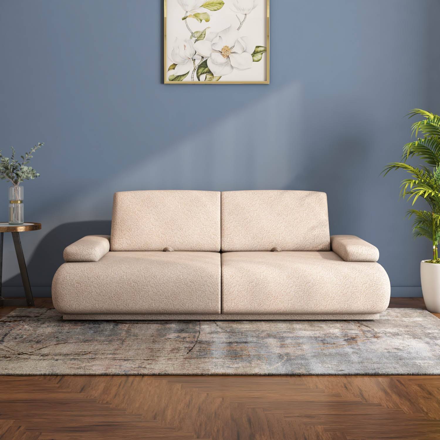 Fritzi 3 Seater Fabric Sofa (Beige)