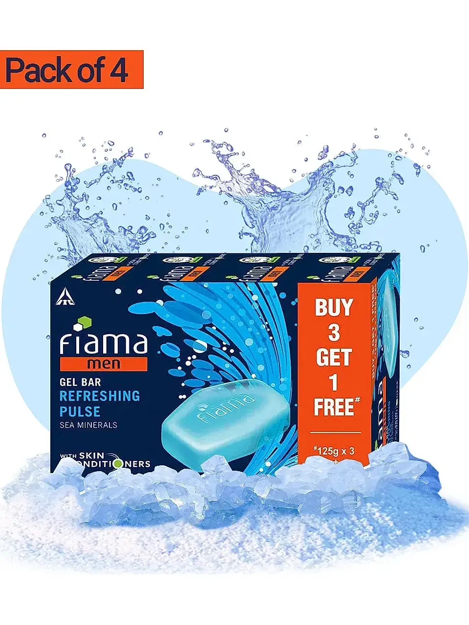 Fiama Refreshing Pulse Men Gel Bar 125g (Buy 3 Get 1 Free) Buy only @ ₹211