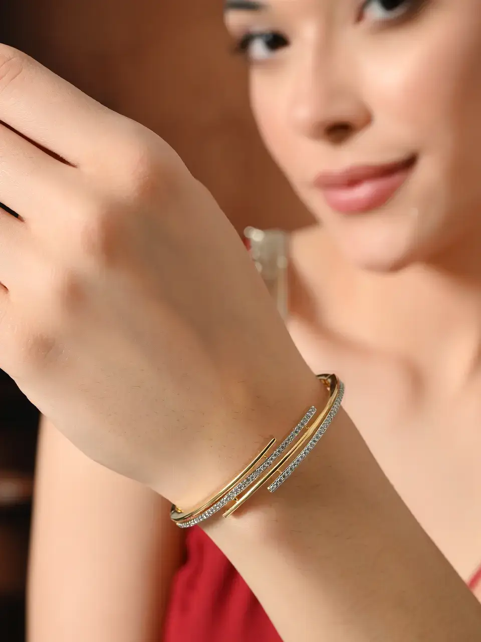 Sayda Jewels Elegant Sparkling Dual Lines Bracelet Buy at ₹935