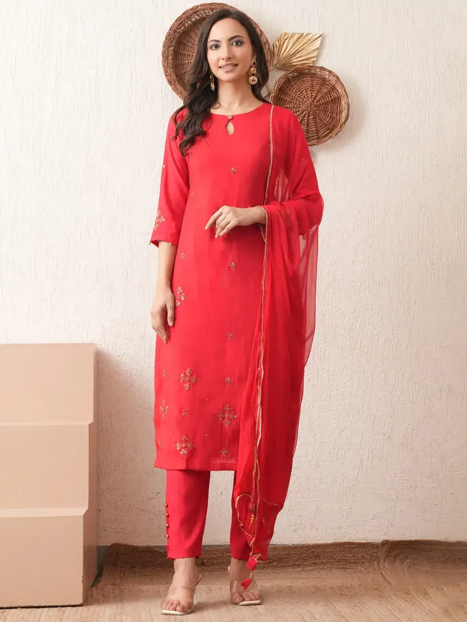 Faeezah Crimson Radiance Mirror Work Suit Buy @ ₹3910