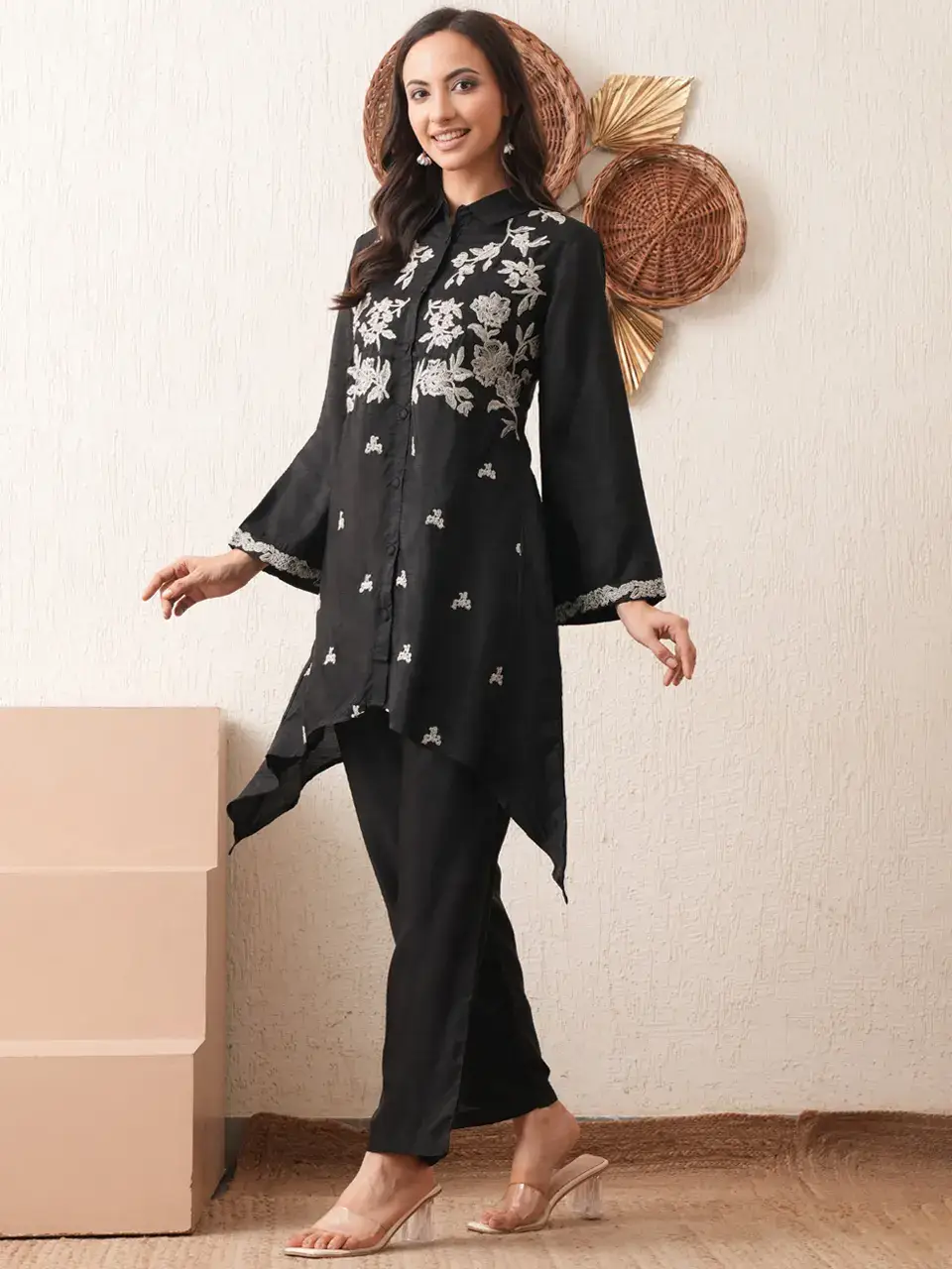 Faeezah Midnight Grace Hi-Low Silk Co-ord Set Buy @ ₹3230