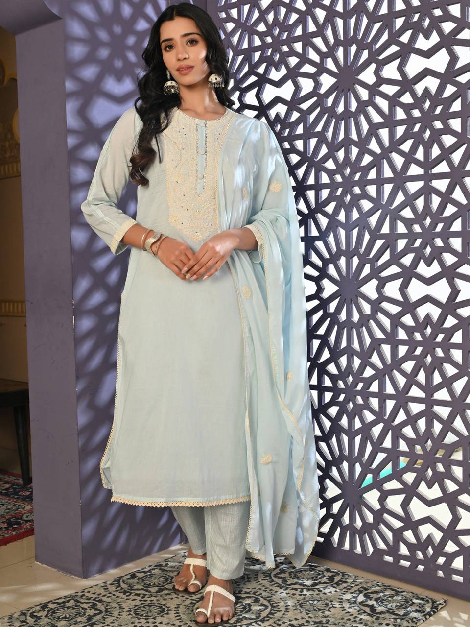 Faeezah Sky Blue Graceful Charm Suit Buy @ ₹4335