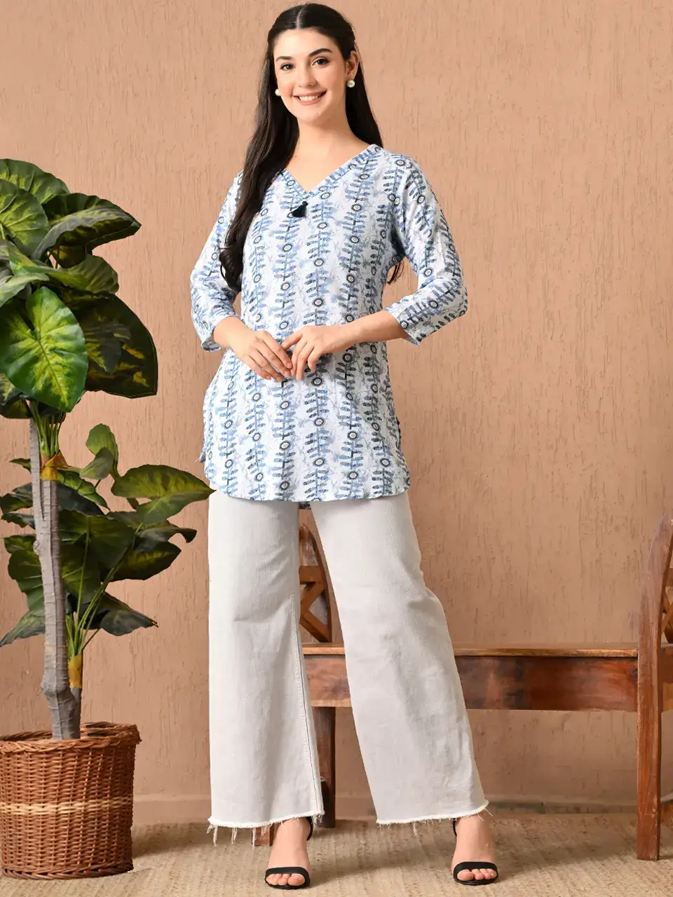 Faeezah Elegant Blue Printed Short Kurta Delight Buy @ ₹510