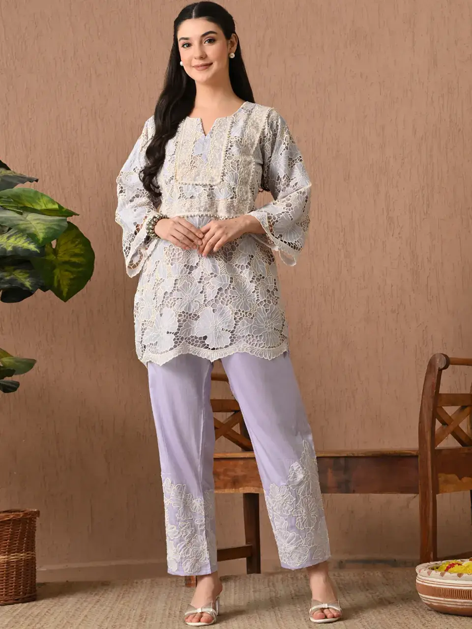 Faeezah Enchanting Lilac Frock Co-ord Set Buy @ ₹5610