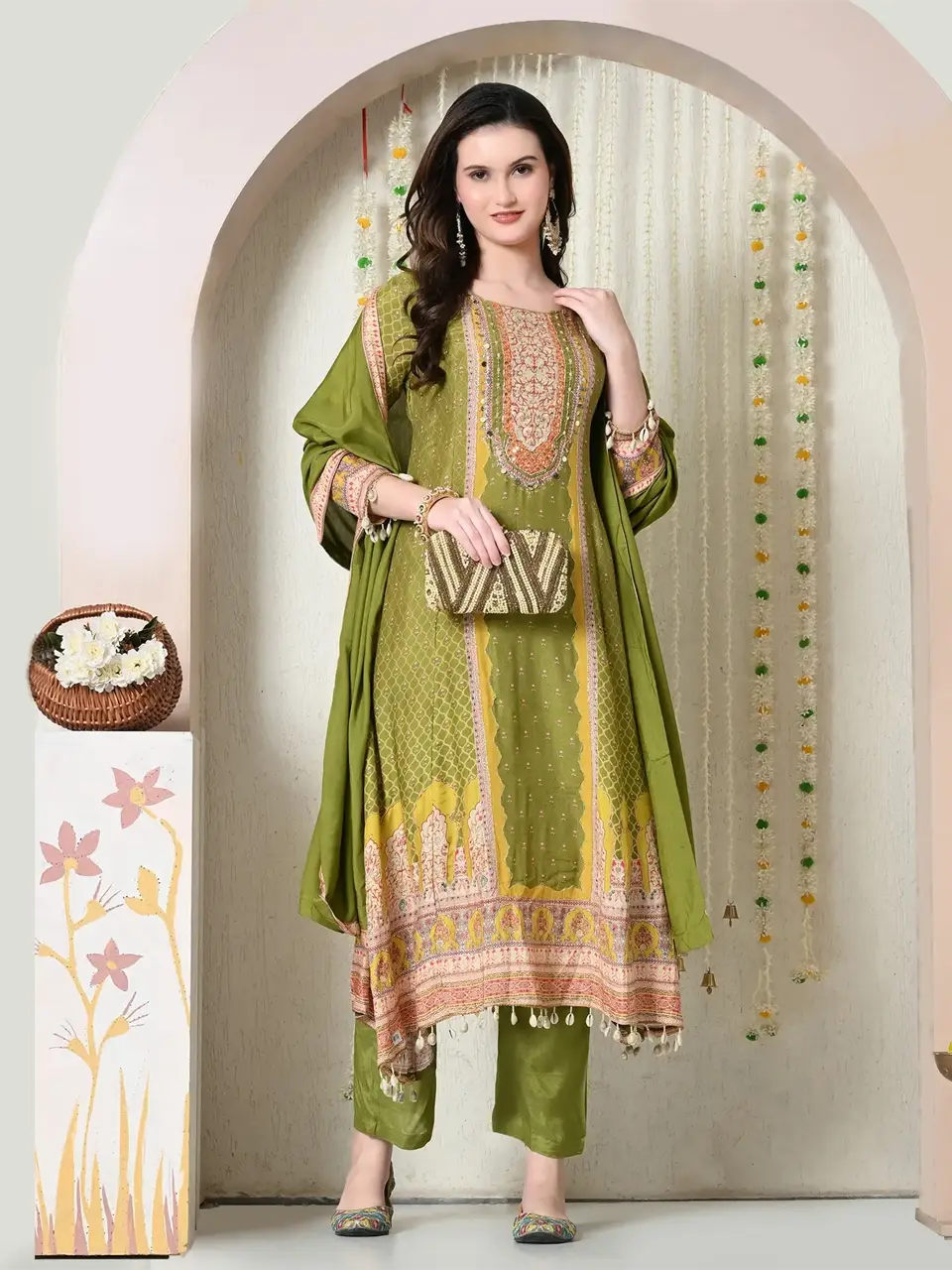 Faeezah Graceful Green Muslin Suit Buy @ ₹3430
