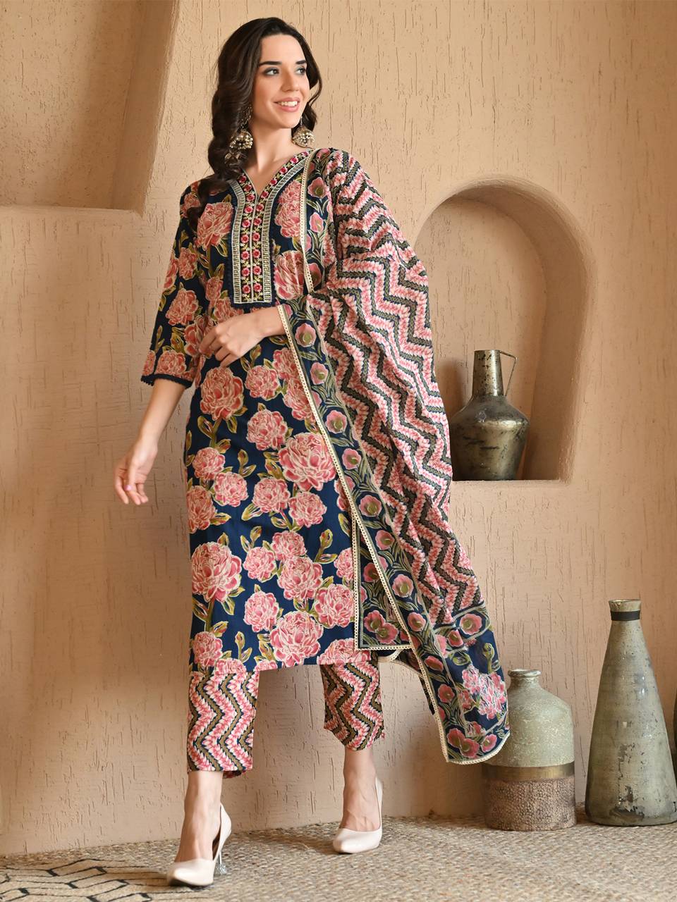 Faeezah Blue Bloom Floral Cotton Set Buy @ ₹1955