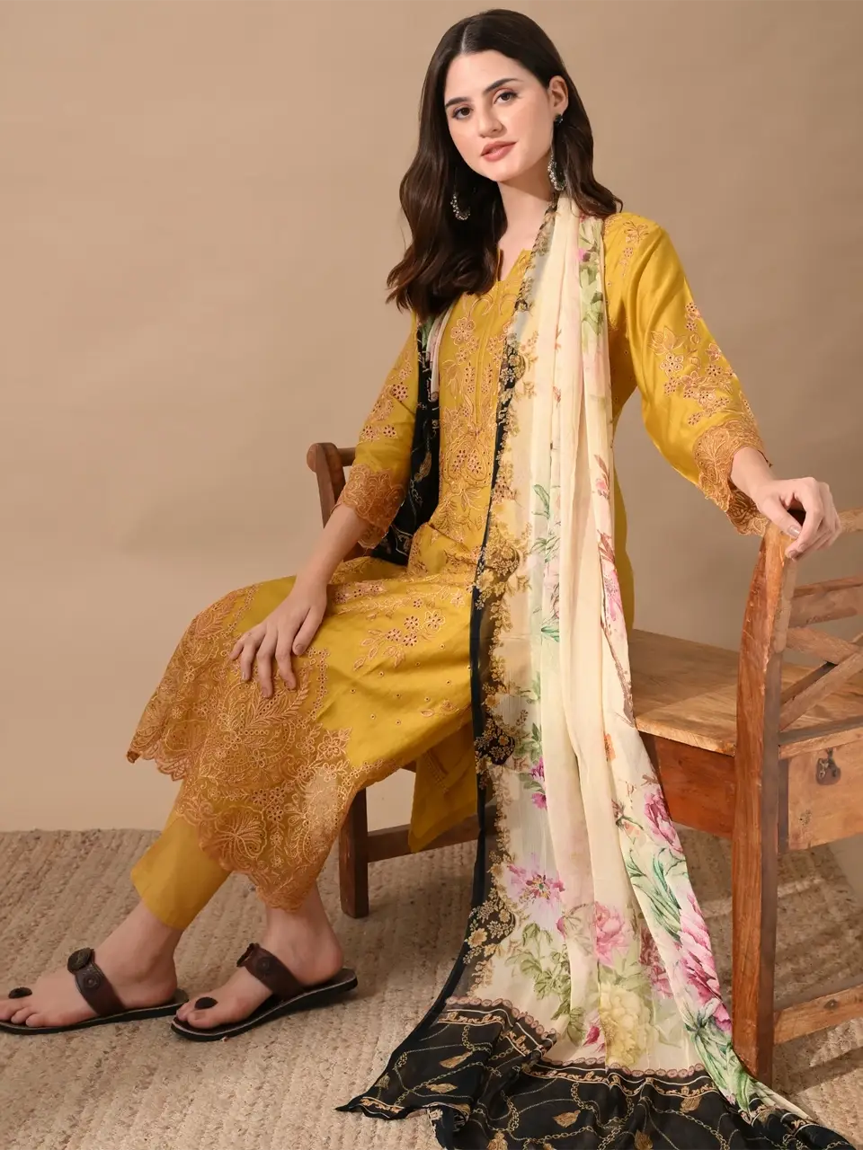 Faeezah Golden Glow Chanderi Cotton Suit Buy @ ₹5865