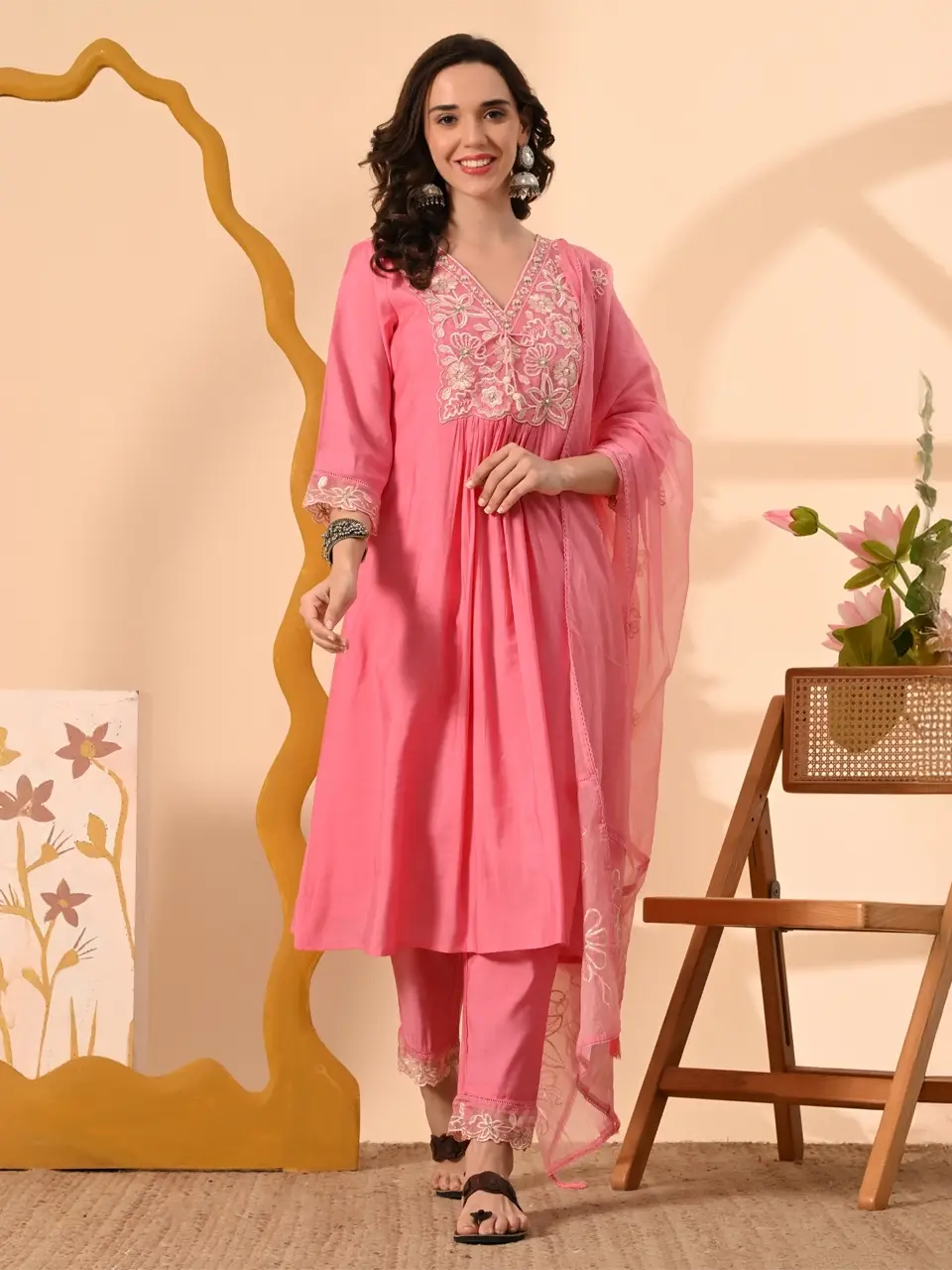 Faeezah Graceful Pink Frock Style Suit Buy @ ₹3230