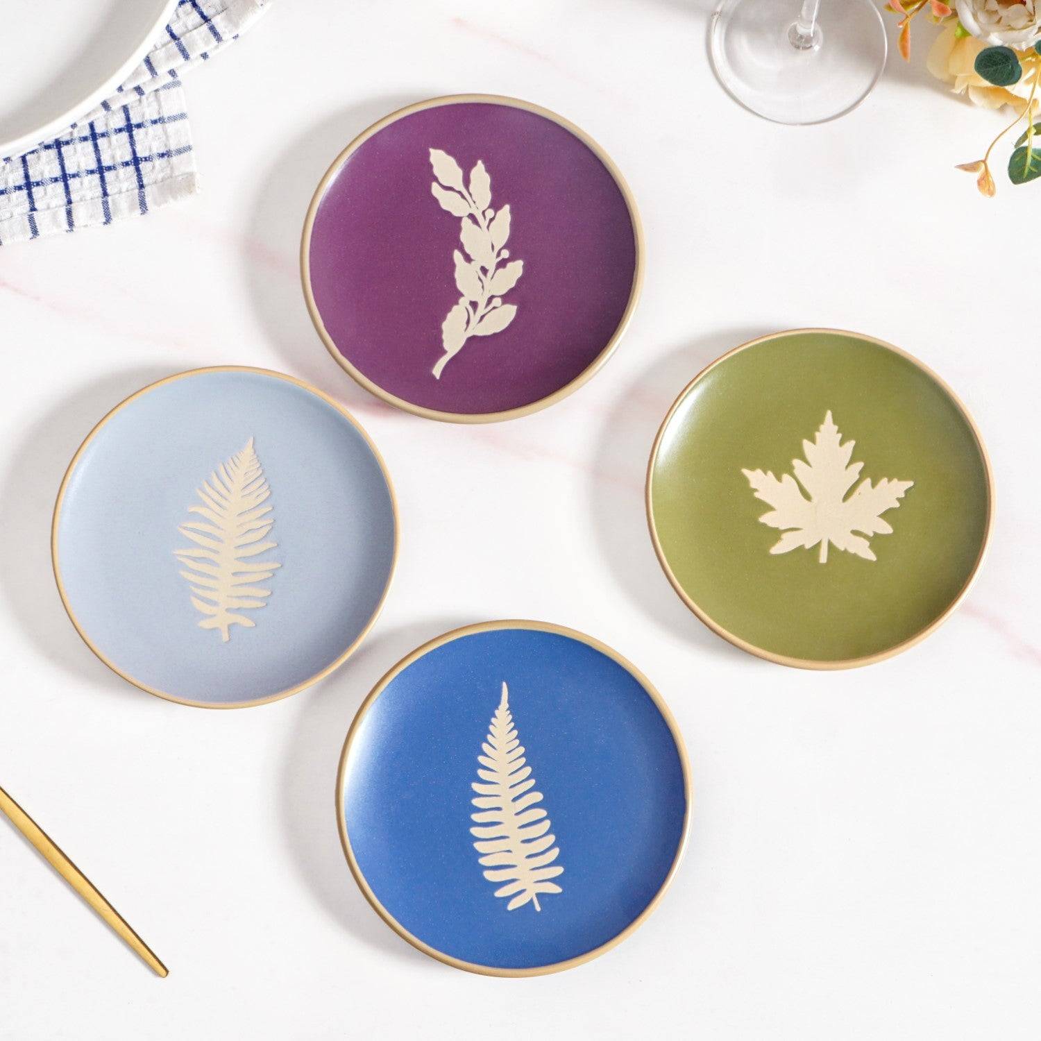 Fern Ceramic Dessert Plate Set Of 4 15cm buy only at ₹1050