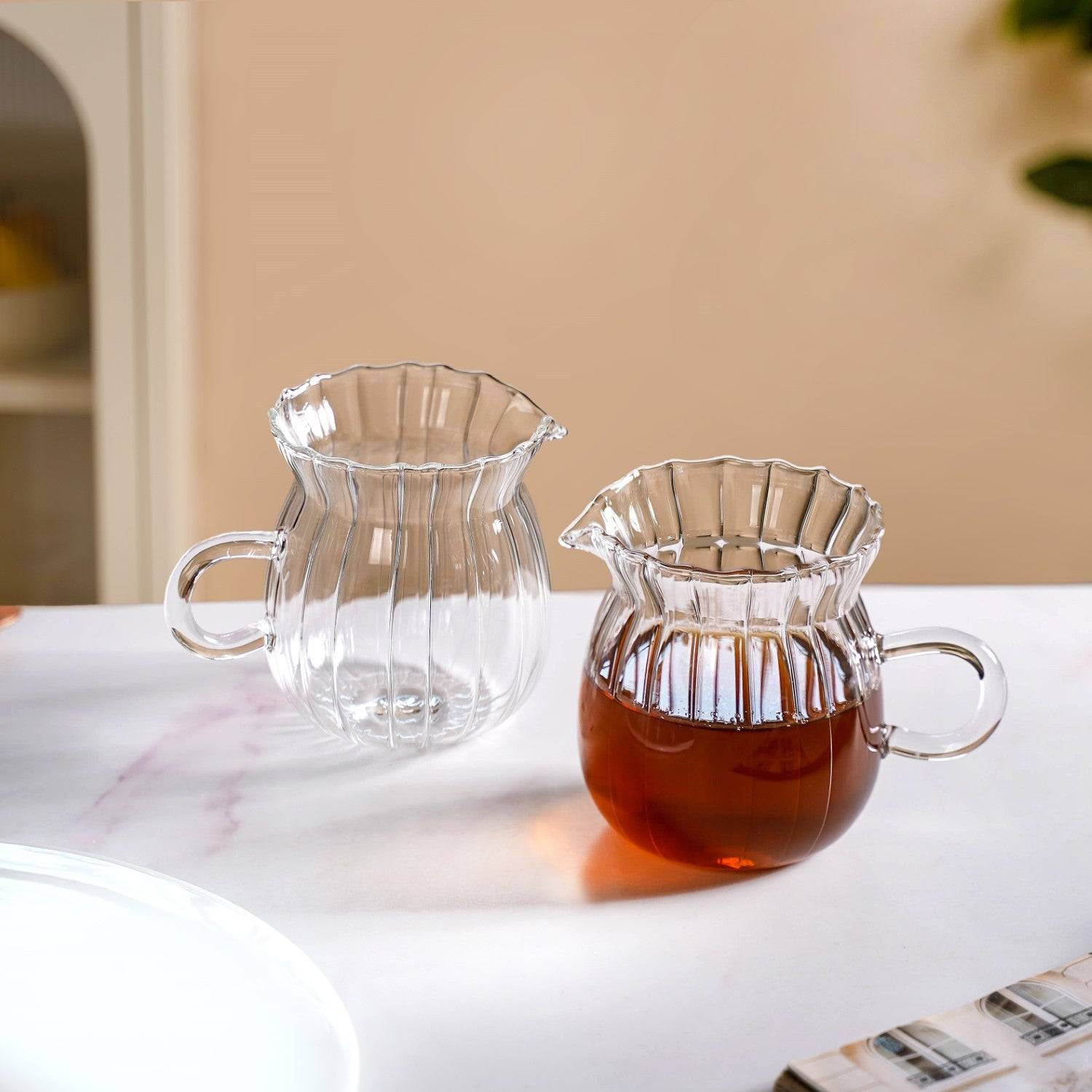 Fluted Glass Creamer Coffee Jug Set Of 2 375ml buy only at ₹750