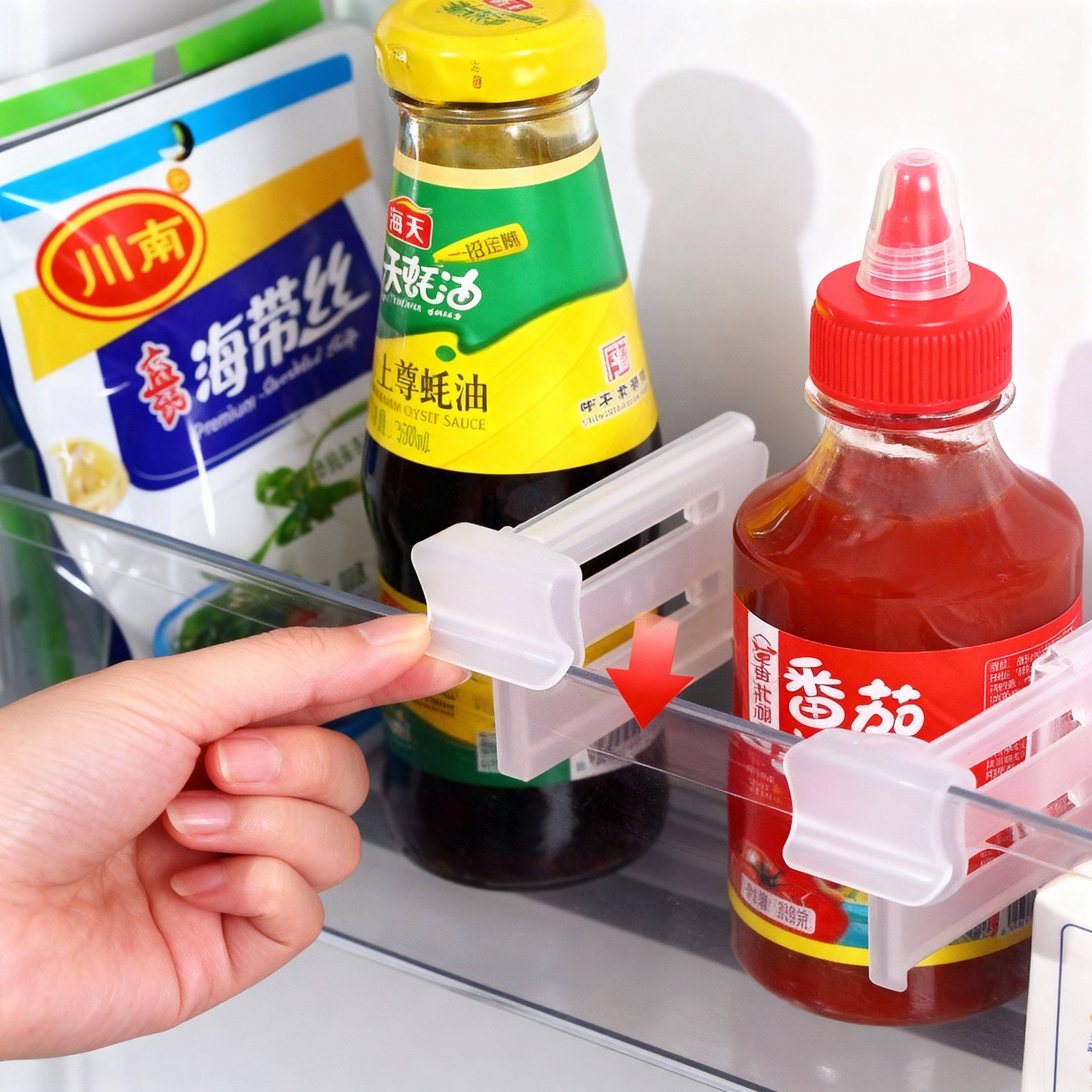 4 Pcs Fridge Organizer Adjustable Shelf Divider, Refrigerator Internal Drawer Shelf Divider Clip, Expandable Fridge Drawers Storage Partition Clips Buy @ ₹29