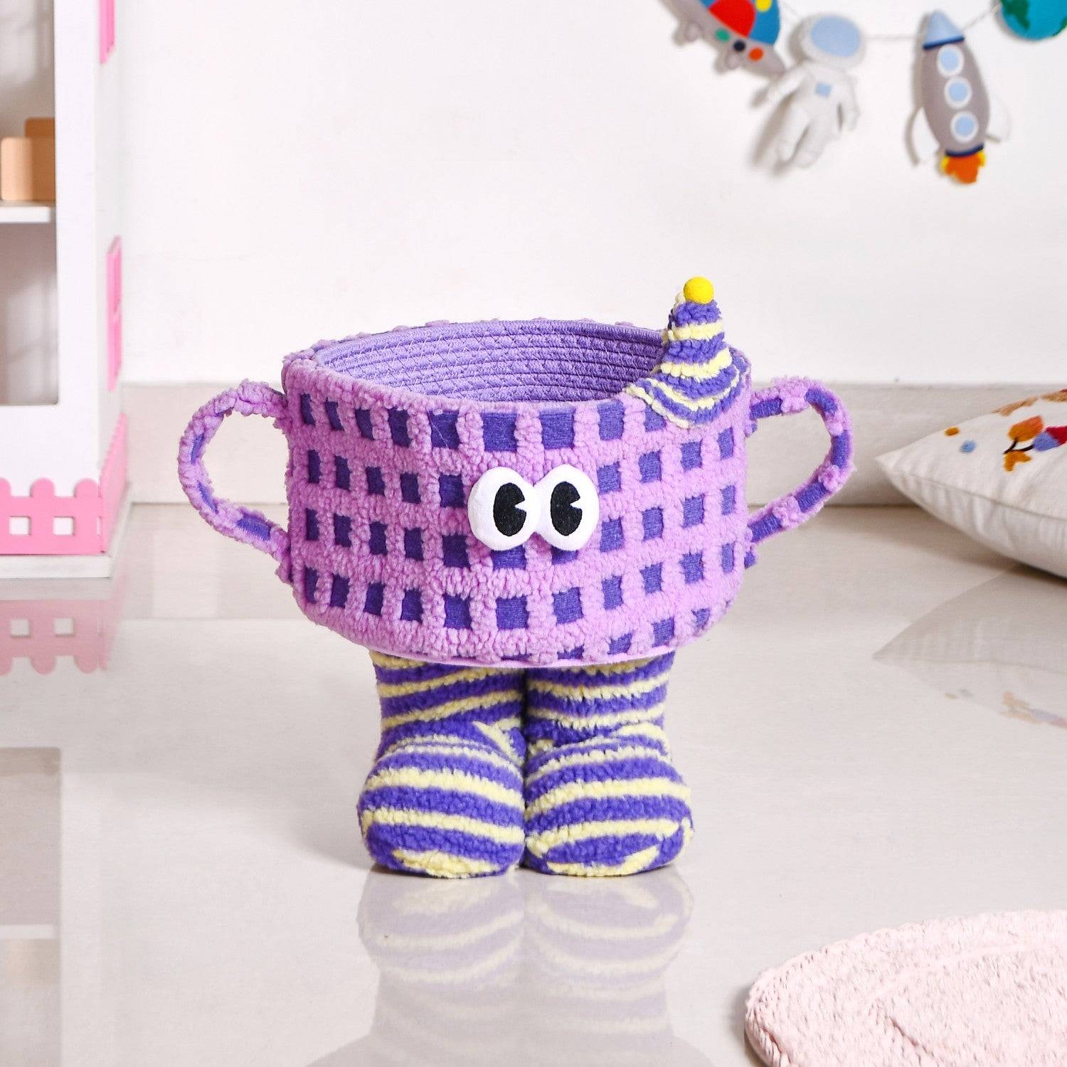 Fuzzy Friend Purple Storage Basket