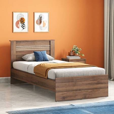 Davis Single Non Storage Bed In Classic Walnut Finish