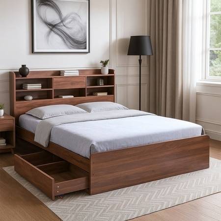 Esmeralda Queen Bed with Headboard & 2 Drawer Storage