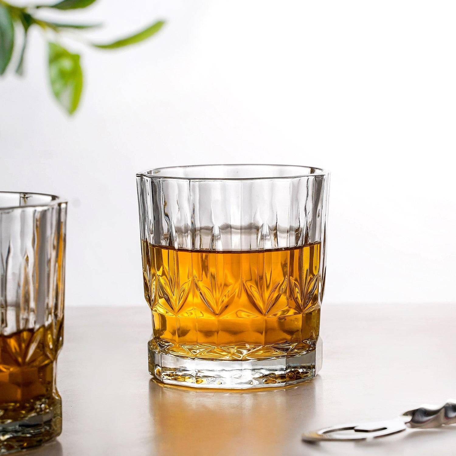 Embossed Heavy Base Whiskey Glass Large Set Of 6 310ml