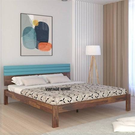Woodland Solid Wood King Size Non Storage Bed In Provincial Teak Finish